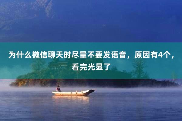 为什么微信聊天时尽量不要发语音，原因有4个，看完光显了